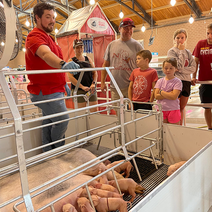 Justin Hennessy, veterinary student, at the Iowa State Fair