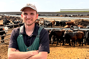 Kyle Wielenga in cattle field
