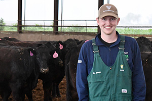 Kyle O'Neil with cattle