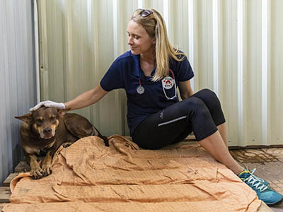 Katherine Polak with rescue dog