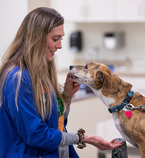 student with dog