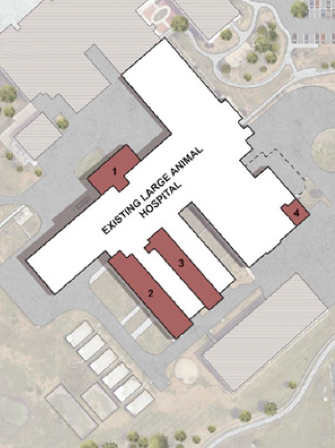 aerial view of Large Animal Hospital expansion