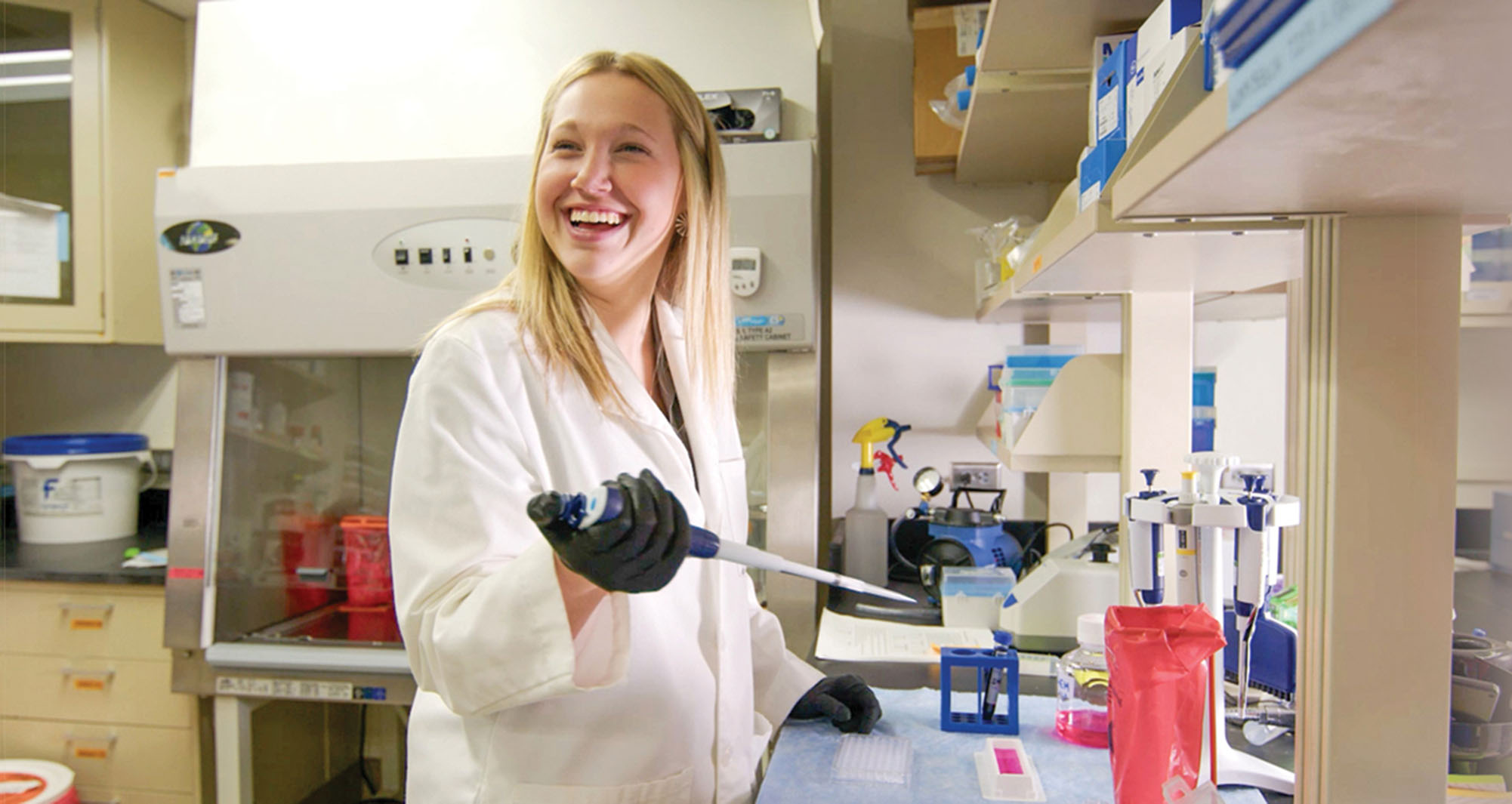 Macy Moore working in the lab