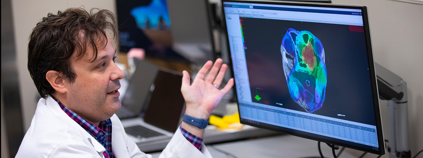 Dr. Rancilio examining scan on computer screen