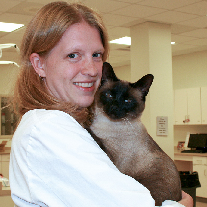 Dr. Van Vertloo holding cat