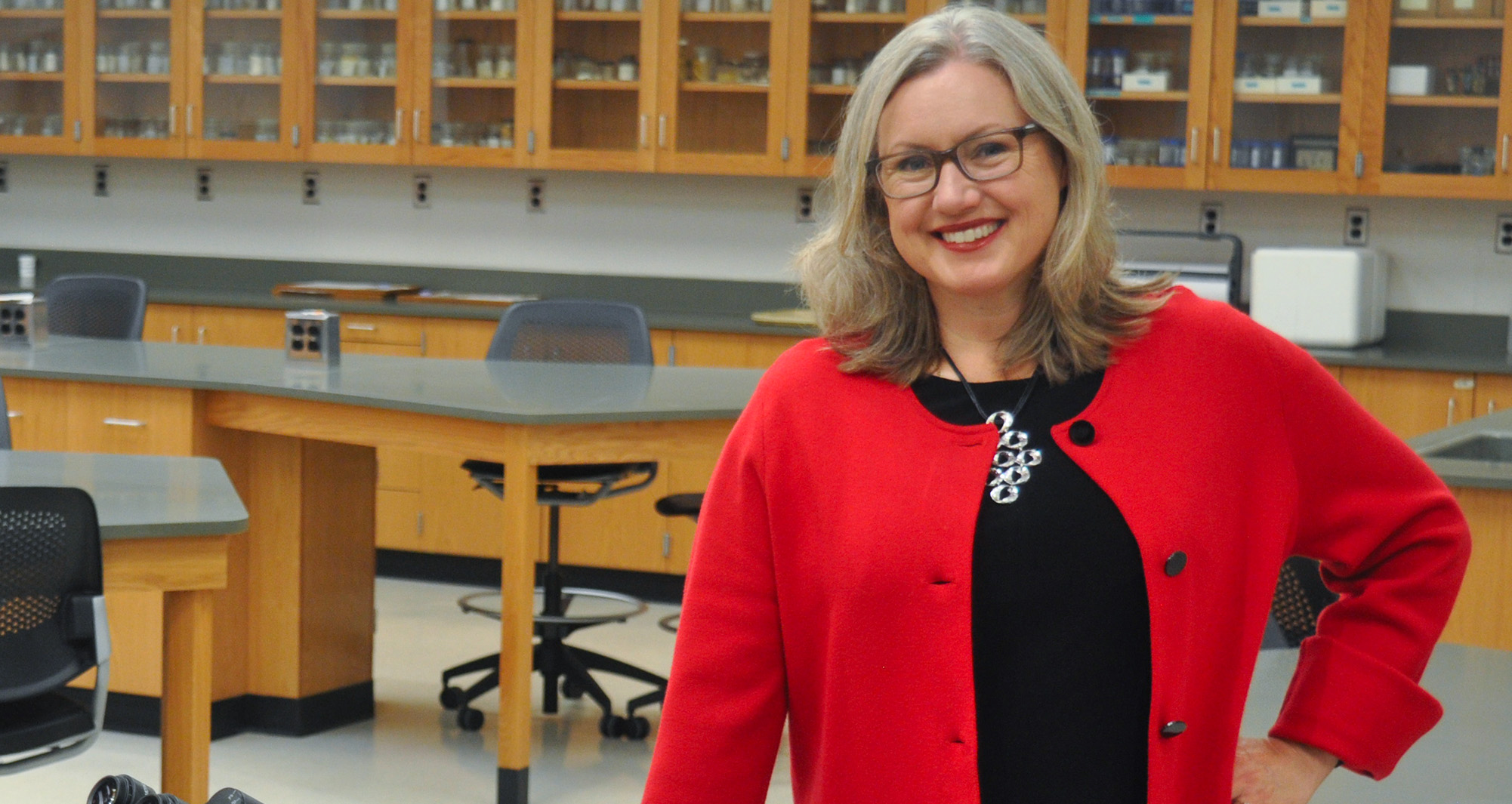 Dr. Mandy Fales-Williams standing in Pathology lab